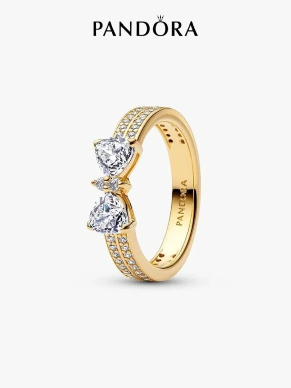Pandora Sparkling Bow Double-row Ring